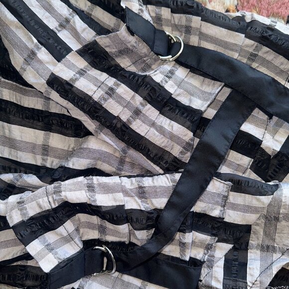 Womens Collar Shirt Black & White Stripes Button Up Long Sleeve W/Pockets SZ 8 - Picture 8 of 8